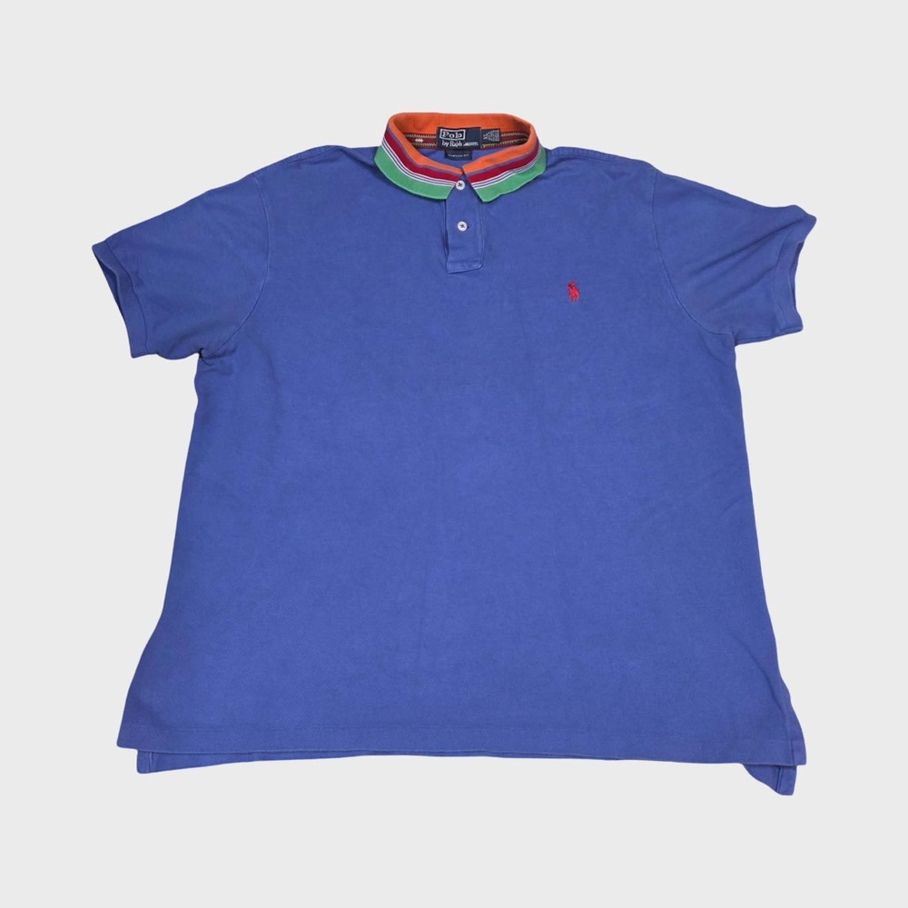 Polo by Ralph Lauren Blue Polo with Orange, Green & Red Trim